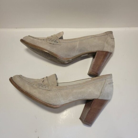 Hogl Women's Size 9 Gray Taupe Suede Almond Closed Toe Slip On 3.5" Heel Shoe - Picture 8 of 10